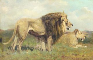 DRAKE, William Henry. Oil on Canvas. Lion and