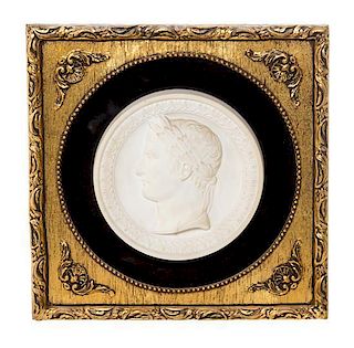 A Bisque Porcelain Profile Medallion, Diameter 6 7/8 inches.