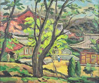 OH, ChiHo. Oil on Canvas. Village Landscape.