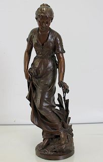 KINSBURGER, S. Signed Bronze Sculpture of Girl