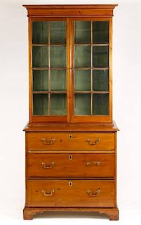 19th C. Portuguese Pine Bibliotheque w/3 Drawers