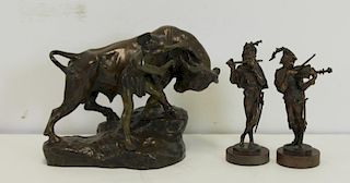 CURTS, Tom. Signed Bronze sculpture Bull &