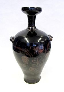 Russet Glazed Amphora with Floral Decoration.