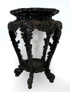 Carved and Lacquered Hardwood Incense Table.