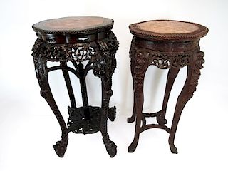 Two Chinese Marble Top Tables.
