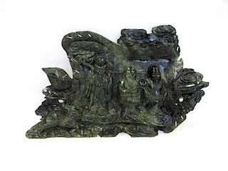 Spinach Jade Carving of Luohans.