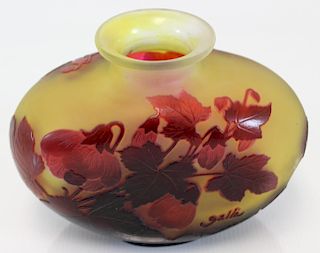GALLE. Signed Cameo Glass Vase.