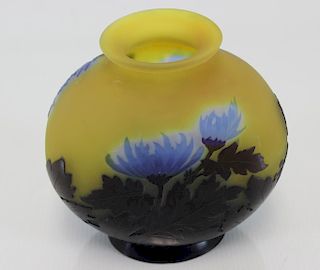 GALLE. Signed Cameo Glass Vase
