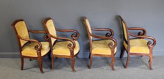 4 French Empire Arm Chairs.