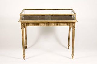 French Louis XVI Style Giltwood Vitrine Table