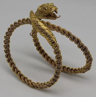 JEWELRY. Italian 18kt Gold Snake Form Bracelet.