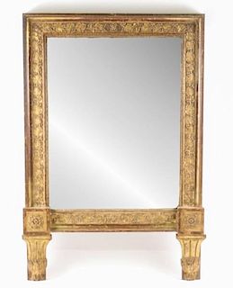 French Giltwood & Gesso Footed Mirror, 19th C.