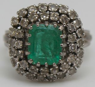 JEWELRY. 18kt Gold, Emerald, and Diamond Ring.