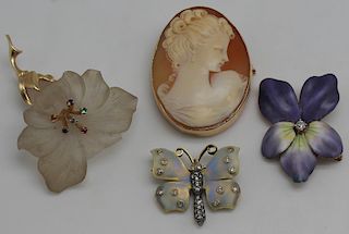 JEWELRY. Assorted Gold Brooch Grouping.