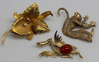JEWELRY. Estate Gold Brooch Grouping.