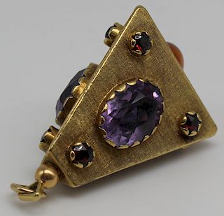 JEWELRY. 18kt Gold and Colored Gem Pendant.