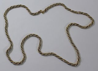 JEWELRY. 14kt Gold Rope Twist Chain Necklace.