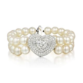 A Cultured Pearl and Diamond Bracelet