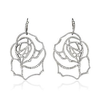 Vera Wang Titanium Rose Diamond Earrings