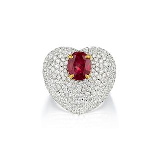 Pasquale Bruni Unheated Burmese Ruby and Diamond Ring, Italian