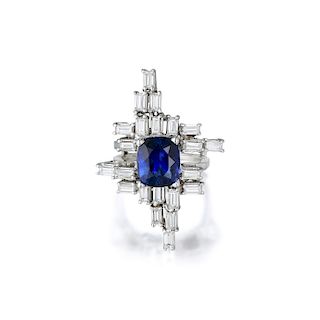 A 4.35-Carat Sapphire and Diamond Ring