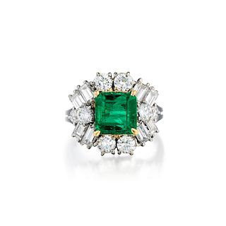 A 2.70-Carat Colombian No-Oil Emerald and Diamond Ring