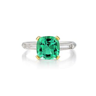 A 2.05-Carat Colombian No-Oil Emerald and Diamond Ring