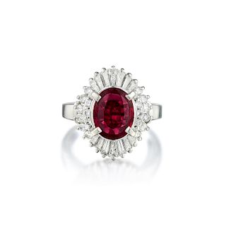 A Platinum Ruby and Diamond Ring