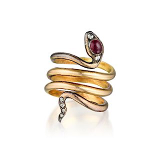 Faberge Ruby and Diamond Snake Ring
