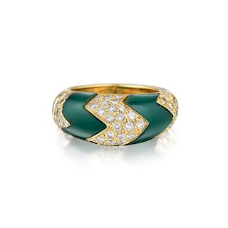 Van Cleef & Arpels Green Onyx and Diamond Ring, French