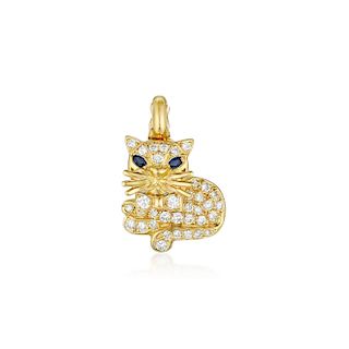 Van Cleef & Arpels Diamond Cat Pendant, French
