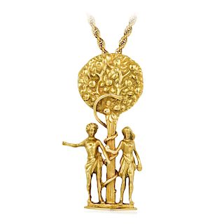 Eric de Kold Adam And Eve Apple Tree Pendant Necklace