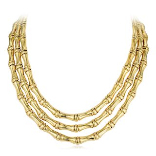 A Gold Bamboo Link Necklace, Italian