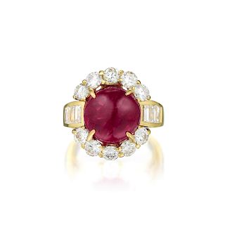 A 10.00-Carat Unheated Burmese Ruby and Diamond Ring