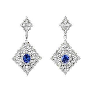 Mario Buccellati Sapphire and Diamond Earclips