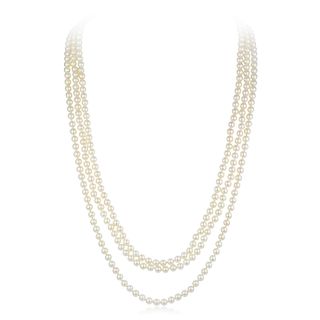 A Cultured Pearl Diamond And Ruby Opera-Length Necklace