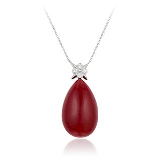 Tiffany & Co. Oxblood Coral and Diamond Necklace