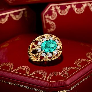 Cartier Brazilian Paraiba Tourmaline and Diamond Ring