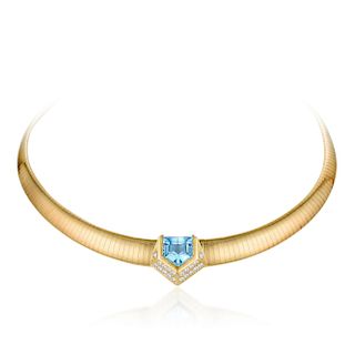 A Blue Topaz and Diamond Necklace, Italian