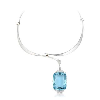 Ed Weiner Aquamarine and Diamond Necklace