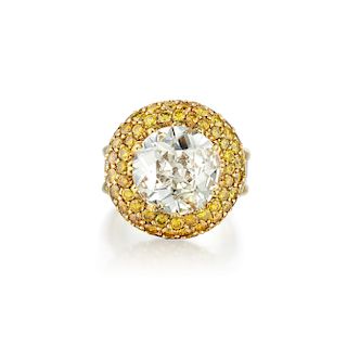 Rene Boivin Large Diamond and Yellow Diamond Ring