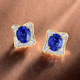 Julius Cohen Unheated Ceylon Sapphire And Diamond Earclips