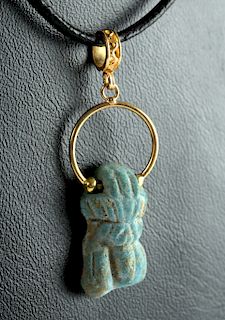 Romano-Egyptian Faience / Gold Pendant - Phallus