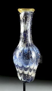 Greek Core Form Glass Vial - Feathered Blue Pattern
