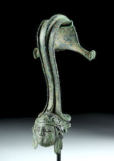 Roman Bronze Vessel Handle w/ Maskette