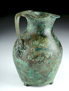 Roman Bronze Oinochoe w/ Satyr Handle
