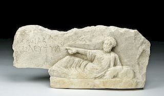 Roman Inscribed Limestone Stelae / Sarcophagus Fragment