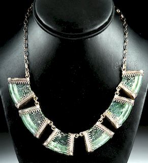 Sterling Silver Necklace w/ Ancient Roman Glass