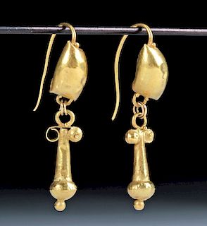 Roman Pair of 14K+ Gold Earrings - 2 g