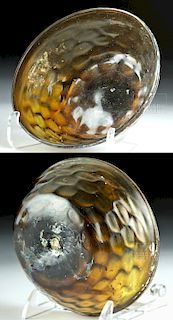 Rare Roman Molded Amber Glass Bowl